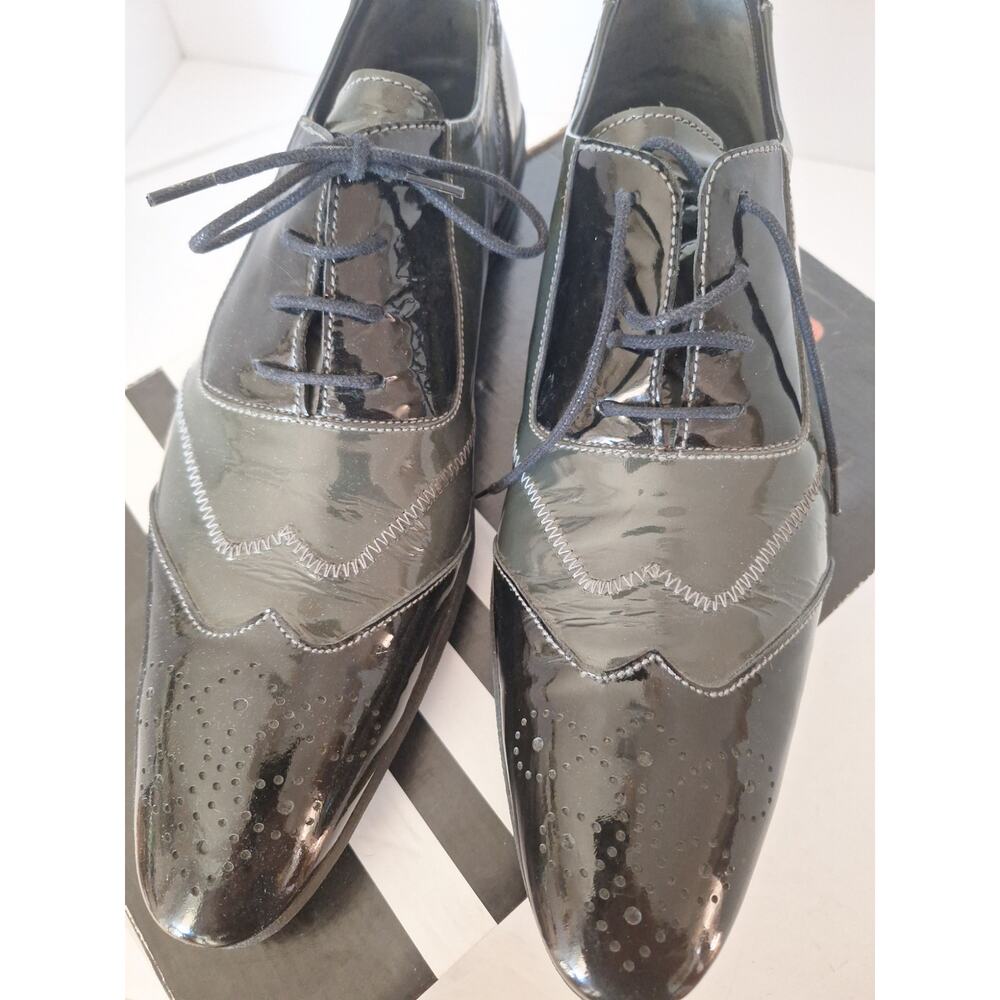 Laurent Mercadal Paris Gray & Black Patent Leather Oxfords Mens EU 44 US 10.5 - Picture 6 of 9